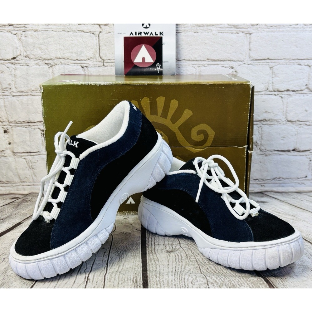 Vintage Airwalk GHURK Skate Shoes Black Navy Men's 4 Women's 5.5 W/ Box SS1934